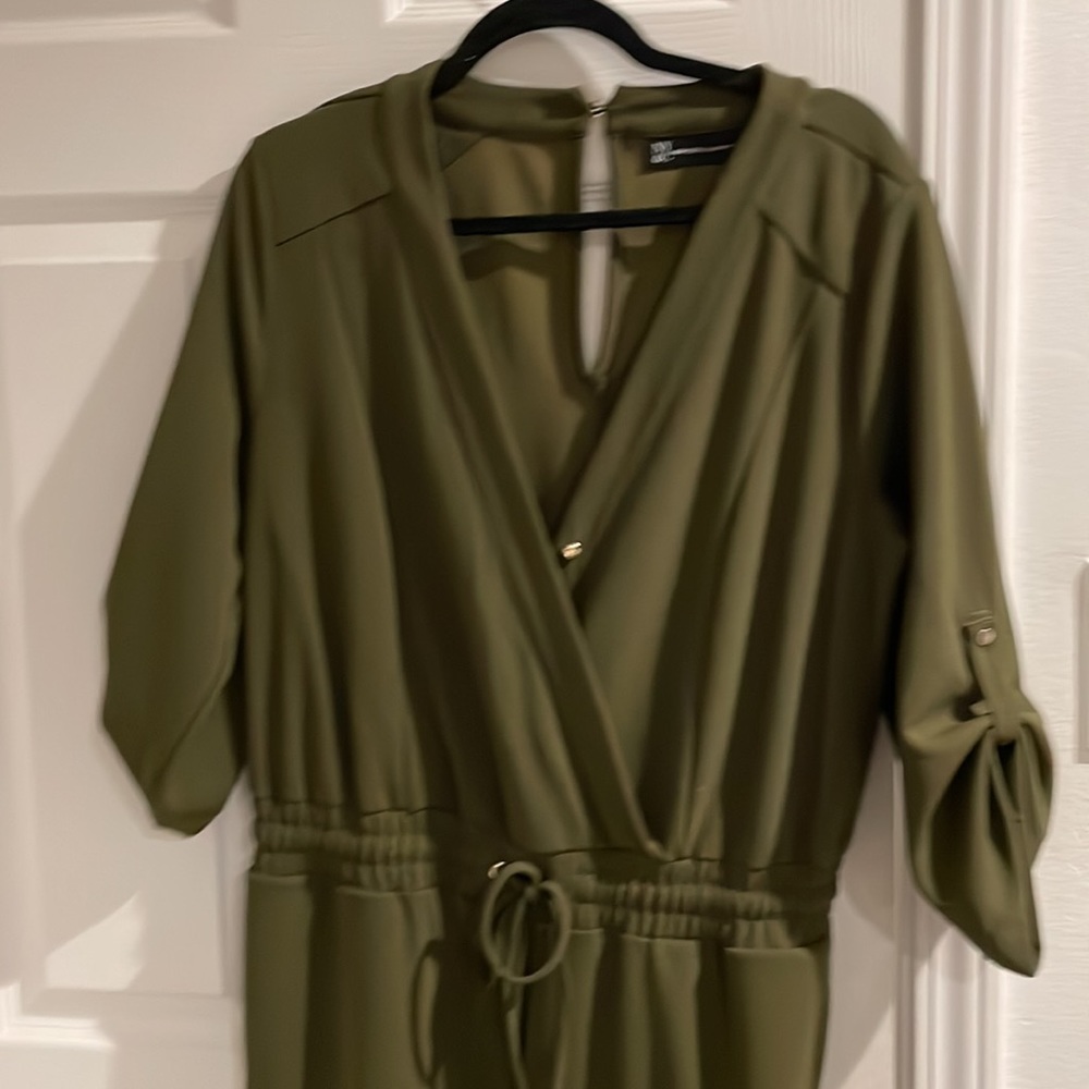 New York & Company Olive Green Jumpsuit